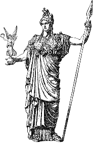 statue of Athena by Phidias. Click for artistic reconstruction.